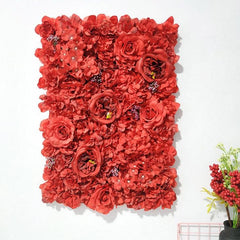 Dense simulation of red rose and peony wall wedding background decoration