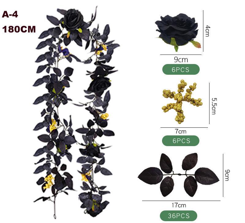 Simulated Halloween Maple Leaf Vine Black Home Decoration