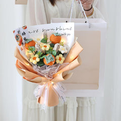 Knitted Wool Simulation Fruit Bouquet Persimmon Orange Bouquet