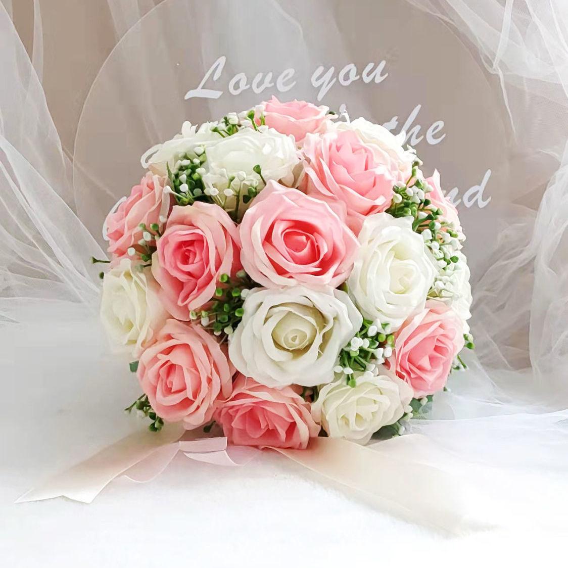 Red Roses Wedding Simulation Silk Bouquet