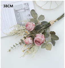 Simulated rose and daisy bouquet decoration for living room dining table