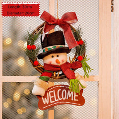 Christmas decorations hanging decorations Christmas snowman rattan circle hanging props for display