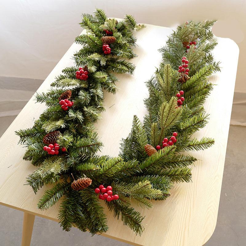 Door Wreath Planting Scene Christmas New Year Railing Christmas 7 Door Wreath Hanging Velvet 2PE270cm Meter American Fireplace Rattan