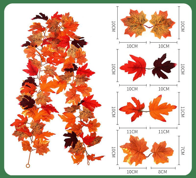 Simulation maple rattan fake red maple autumn high-end leaves Christmas dress up window ceiling wall decoration leaves