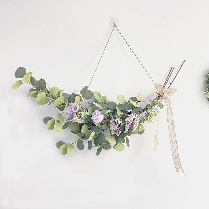 Simple artificial flower eucalyptus leaf lintel floral decoration