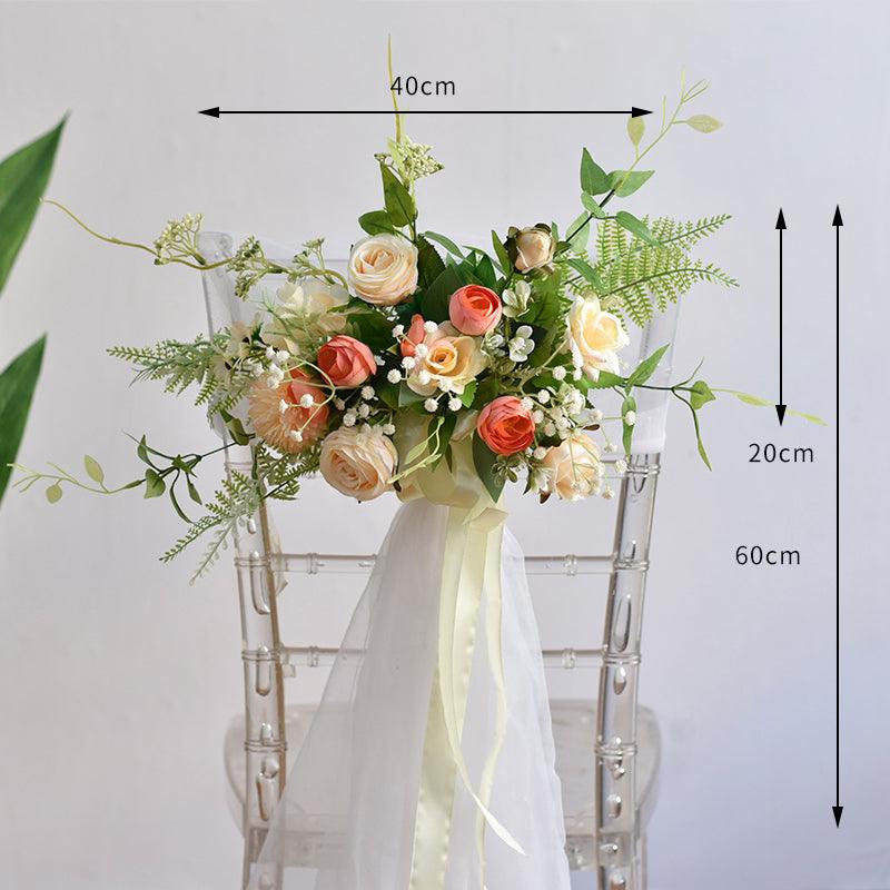 Simulated Wedding Chair Back Flower Living Room Restaurant Decoration