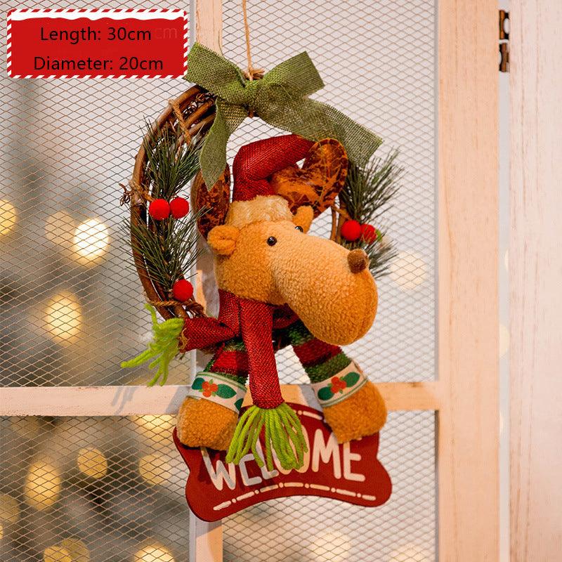 Christmas decorations hanging decorations Christmas snowman rattan circle hanging props for display