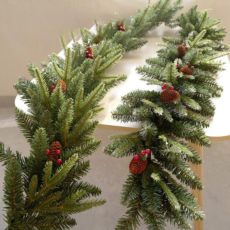 Door Wreath Planting Scene Christmas New Year Railing Christmas 7 Door Wreath Hanging Velvet 2PE270cm Meter American Fireplace Rattan