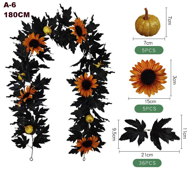 Simulated Halloween Maple Leaf Vine Black Home Decoration