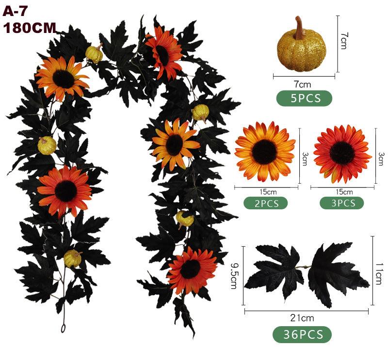 Simulated Halloween Maple Leaf Vine Black Home Decoration