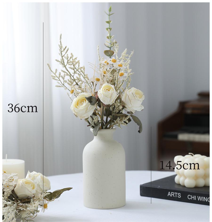 Simulated rose and daisy bouquet decoration for living room dining table