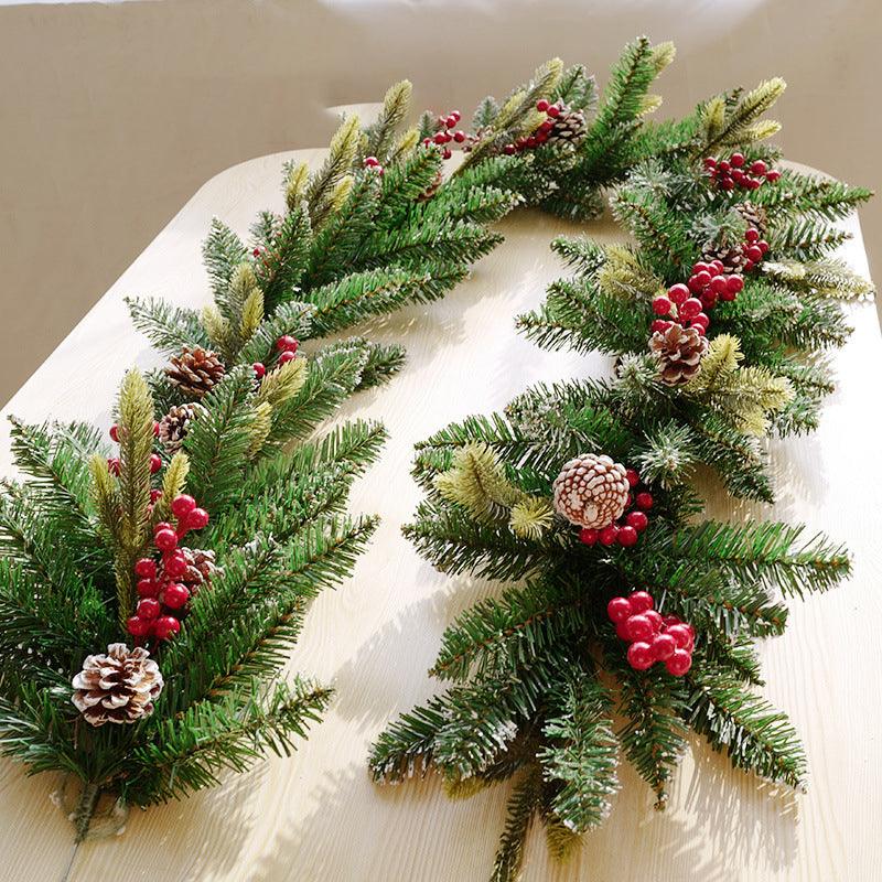 Door Wreath Planting Scene Christmas New Year Railing Christmas 7 Door Wreath Hanging Velvet 2PE270cm Meter American Fireplace Rattan