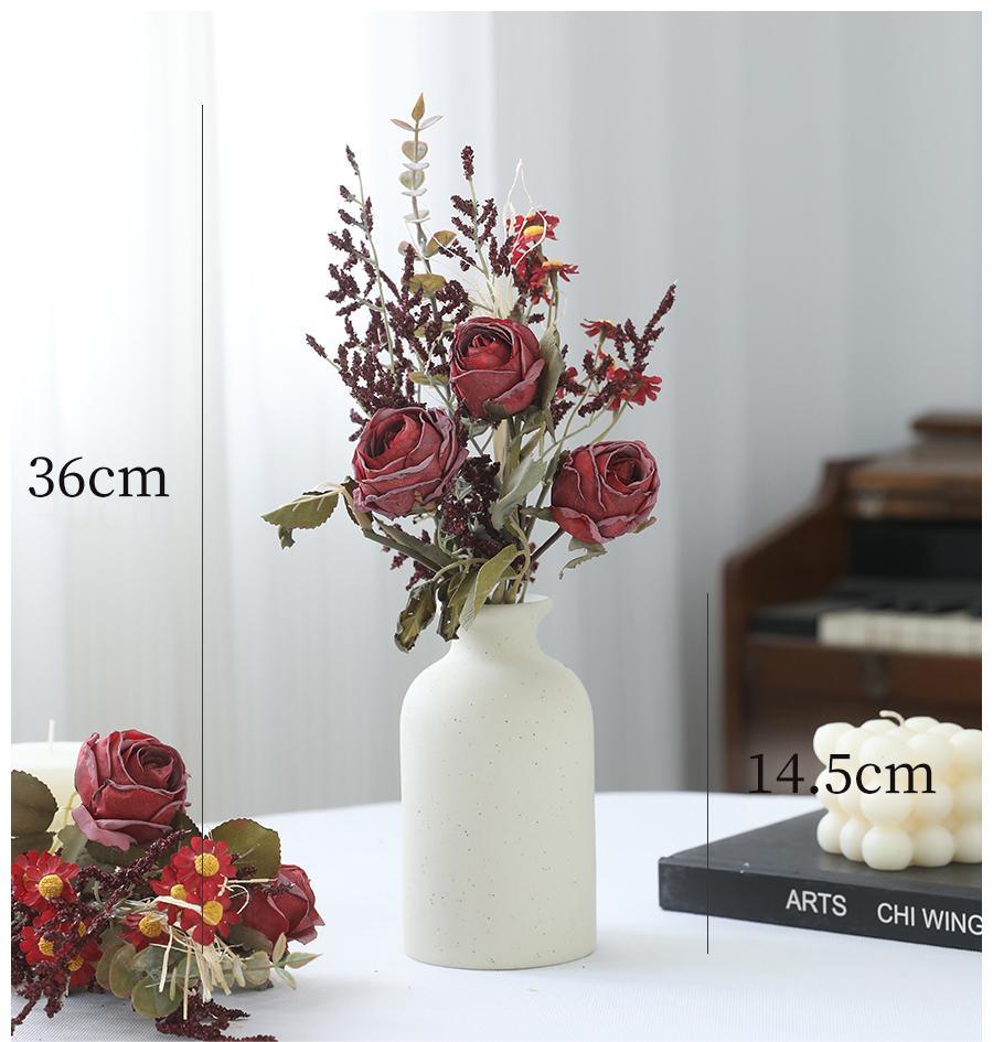 Simulated rose and daisy bouquet decoration for living room dining table