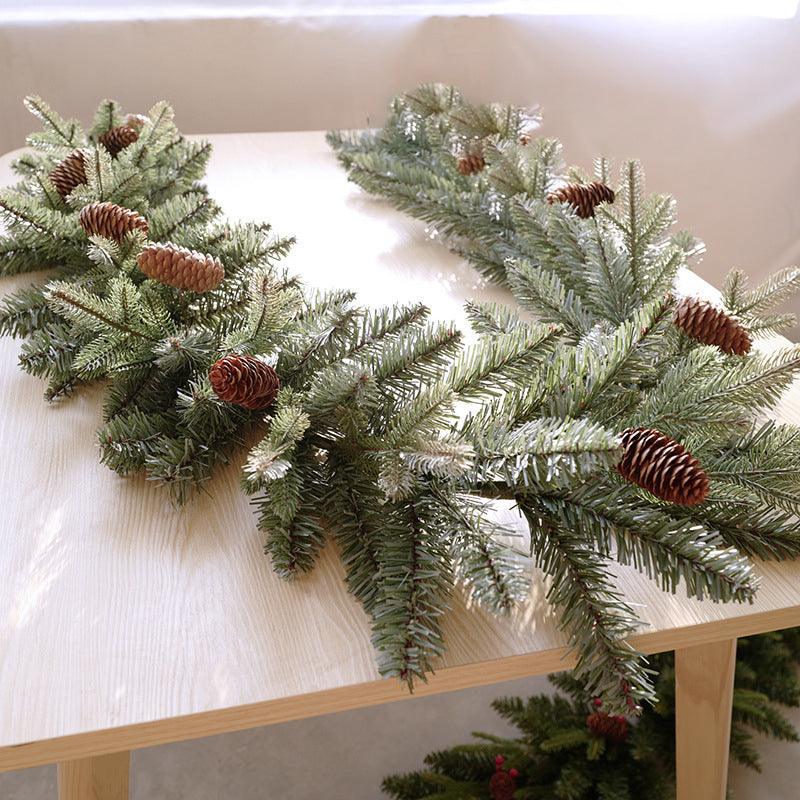 Door Wreath Planting Scene Christmas New Year Railing Christmas 7 Door Wreath Hanging Velvet 2PE270cm Meter American Fireplace Rattan