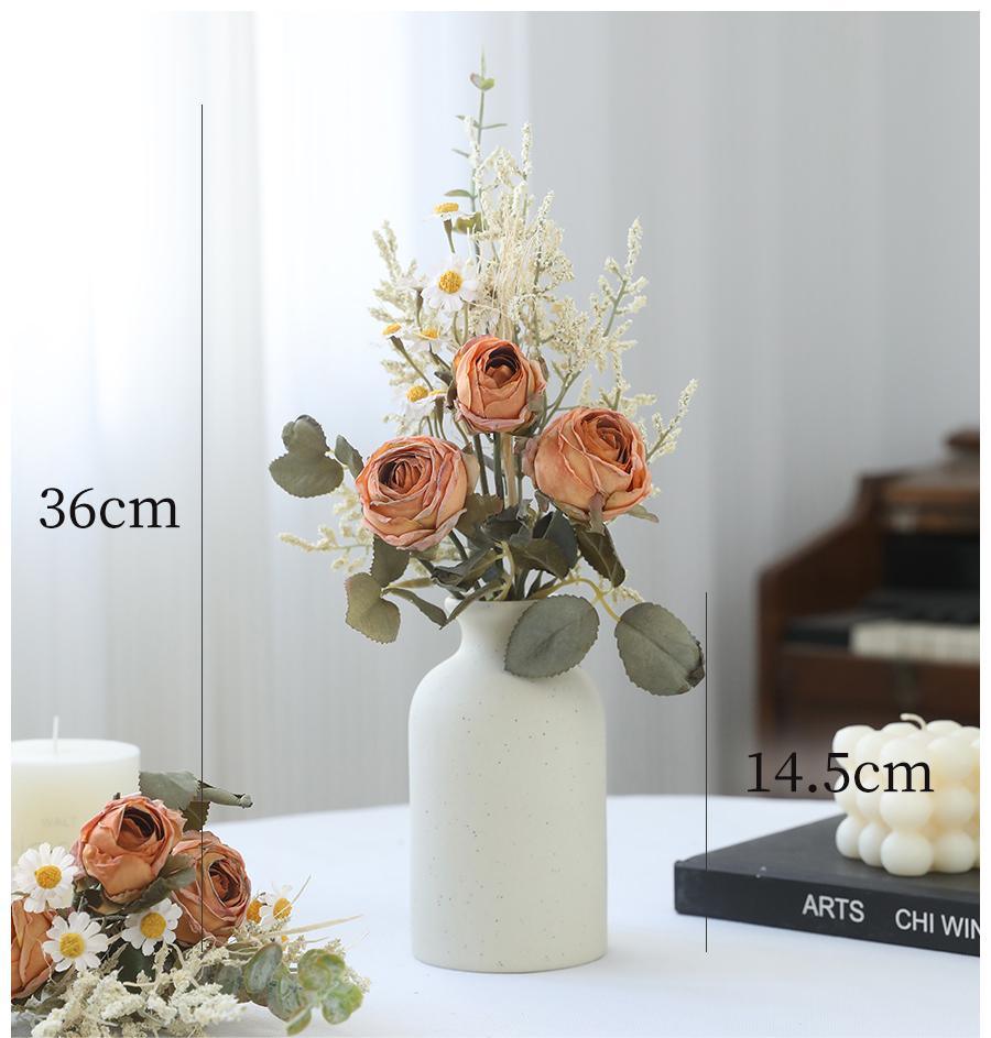 Simulated rose and daisy bouquet decoration for living room dining table