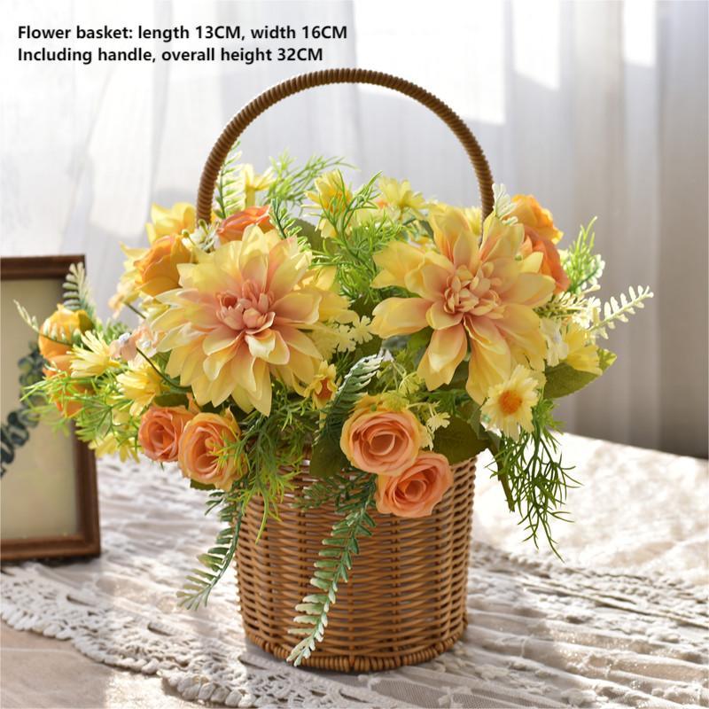 Dahlia silk flower potted simulation flower home decoration