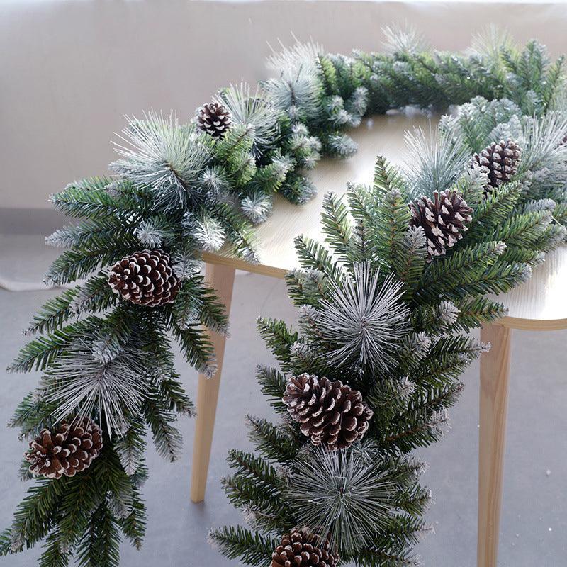 Door Wreath Planting Scene Christmas New Year Railing Christmas 7 Door Wreath Hanging Velvet 2PE270cm Meter American Fireplace Rattan