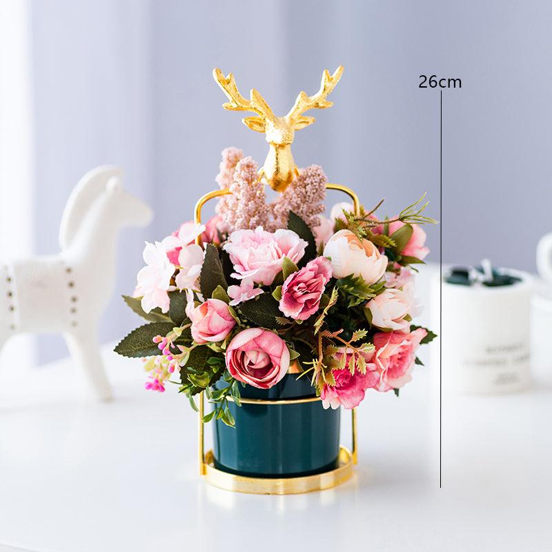 Silk flower bouquet living room TV cabinet desktop vase plus simulation flower