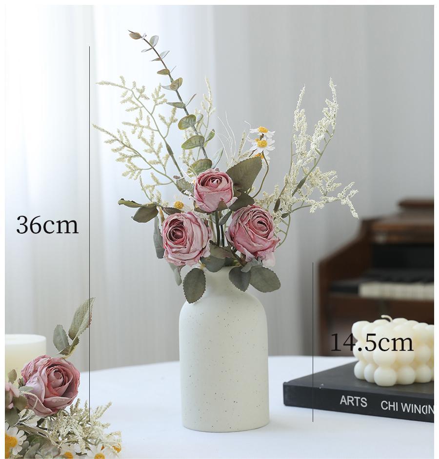 Simulated rose and daisy bouquet decoration for living room dining table