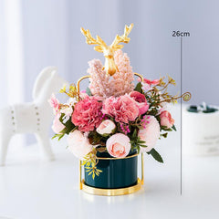 Silk flower bouquet living room TV cabinet desktop vase plus simulation flower