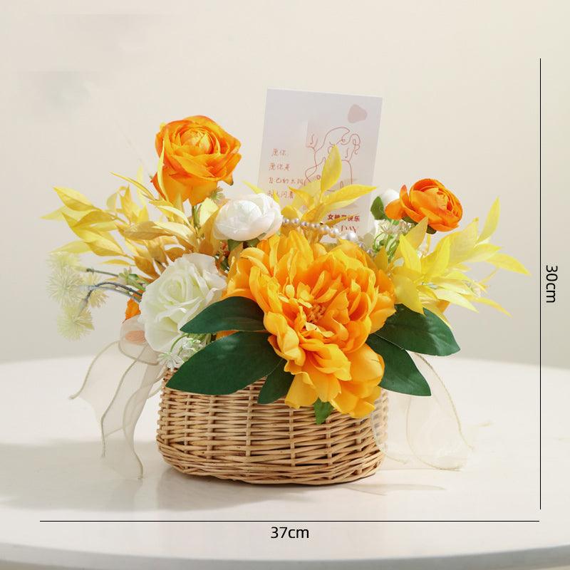 French Flower Basket Handheld Woven Basket Flower Arrangement Bedroom Decorations