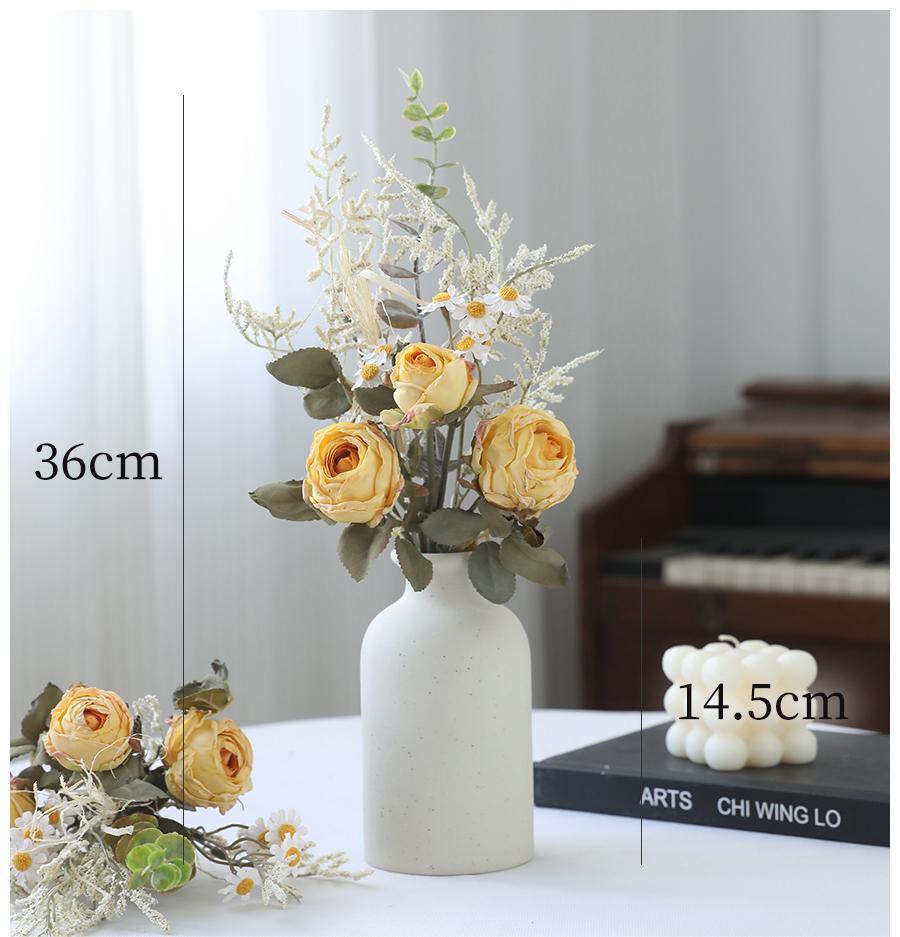 Simulated rose and daisy bouquet decoration for living room dining table