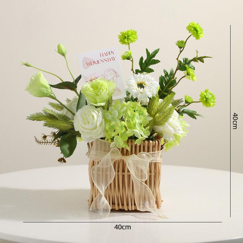 French Flower Basket Handheld Woven Basket Flower Arrangement Bedroom Decorations