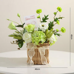 French Flower Basket Handheld Woven Basket Flower Arrangement Bedroom Decorations