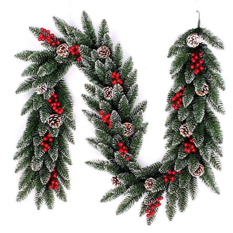 Door Wreath Planting Scene Christmas New Year Railing Christmas 7 Door Wreath Hanging Velvet 2PE270cm Meter American Fireplace Rattan