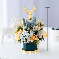 Silk flower bouquet living room TV cabinet desktop vase plus simulation flower