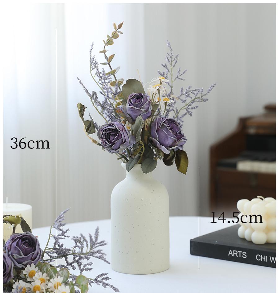 Simulated rose and daisy bouquet decoration for living room dining table