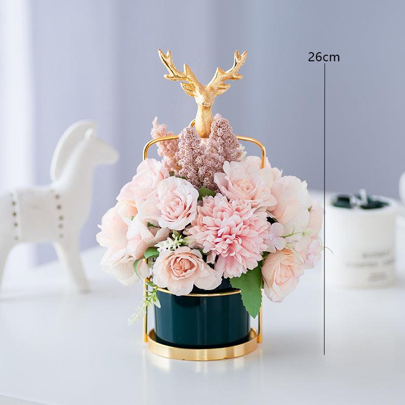 Silk flower bouquet living room TV cabinet desktop vase plus simulation flower