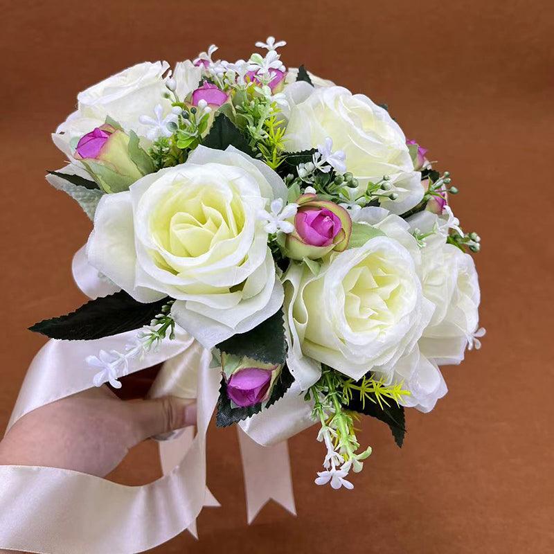 Hand bouquet senior photo simulation everlasting flower bouquet ribbon diy bride wedding