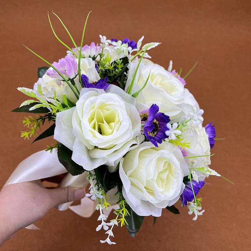 Hand bouquet senior photo simulation everlasting flower bouquet ribbon diy bride wedding