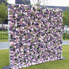 Wedding Purple Rose 5D Artificial Flower Wall