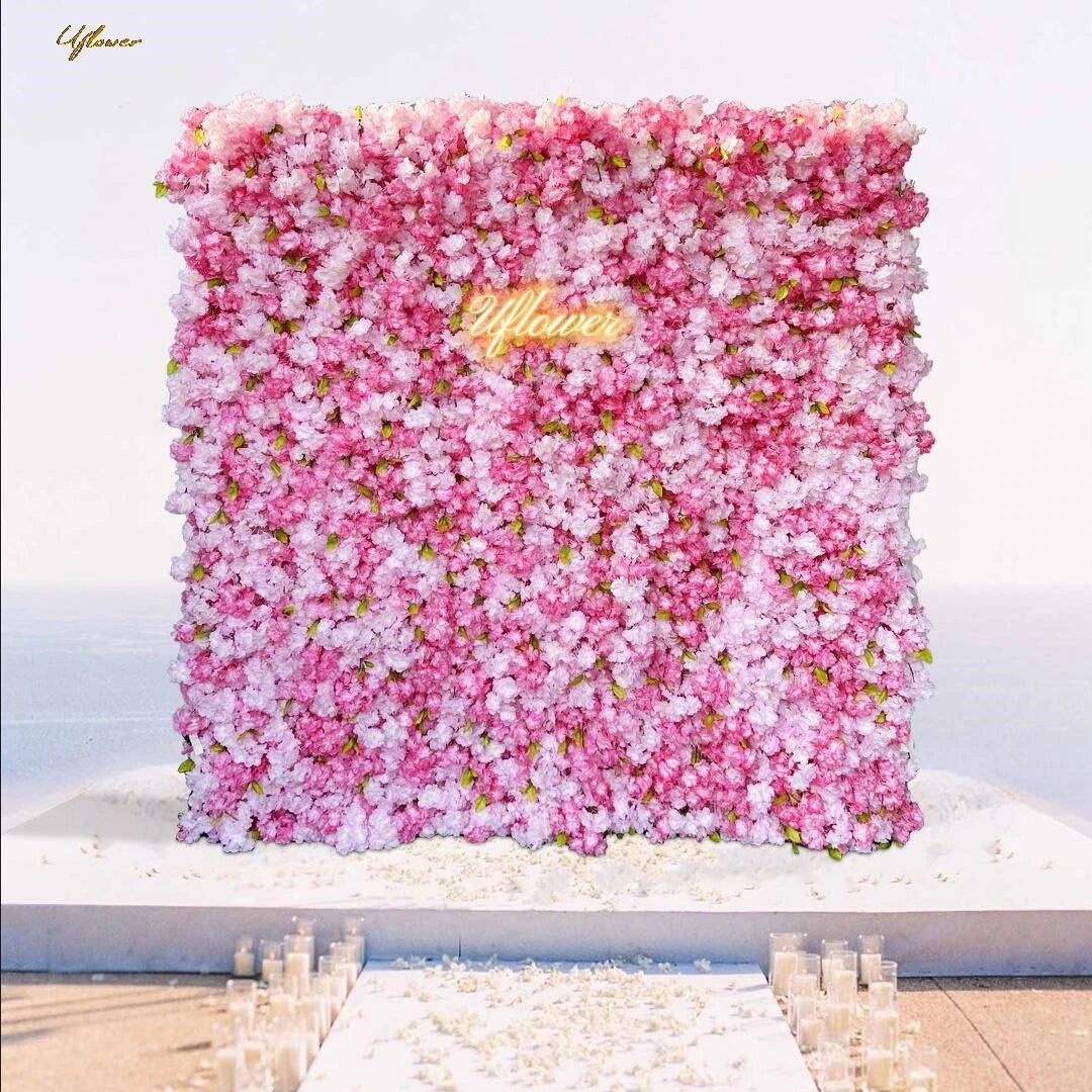 Wedding Pink White Sakura 5D Artificial Flower Wall