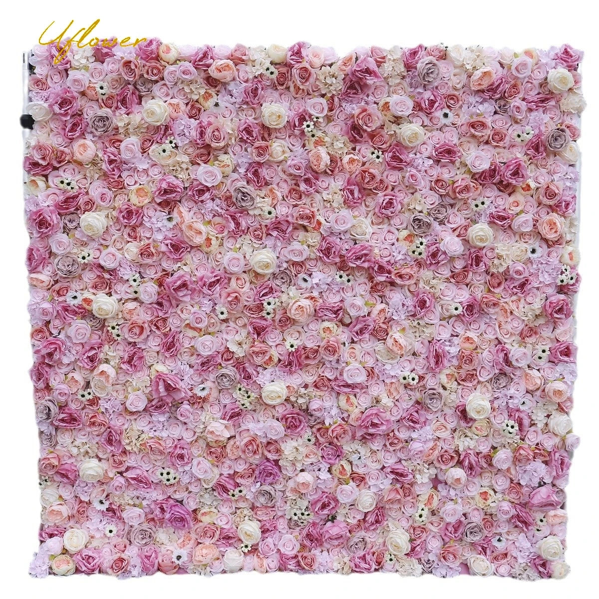 Wedding Pink Yellow Rose Artificial Flower Wall