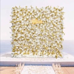 Wedding Yellow White Rose 5D Artificial Flower Wall Backdrop