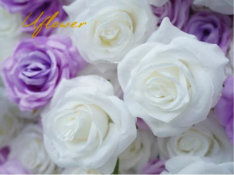 5D Luxury Pink and Purple Gradient Rose Artificial Flower Wall