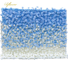 5D Luxury Blue And White Gradient Rose Artificial Flower Wall