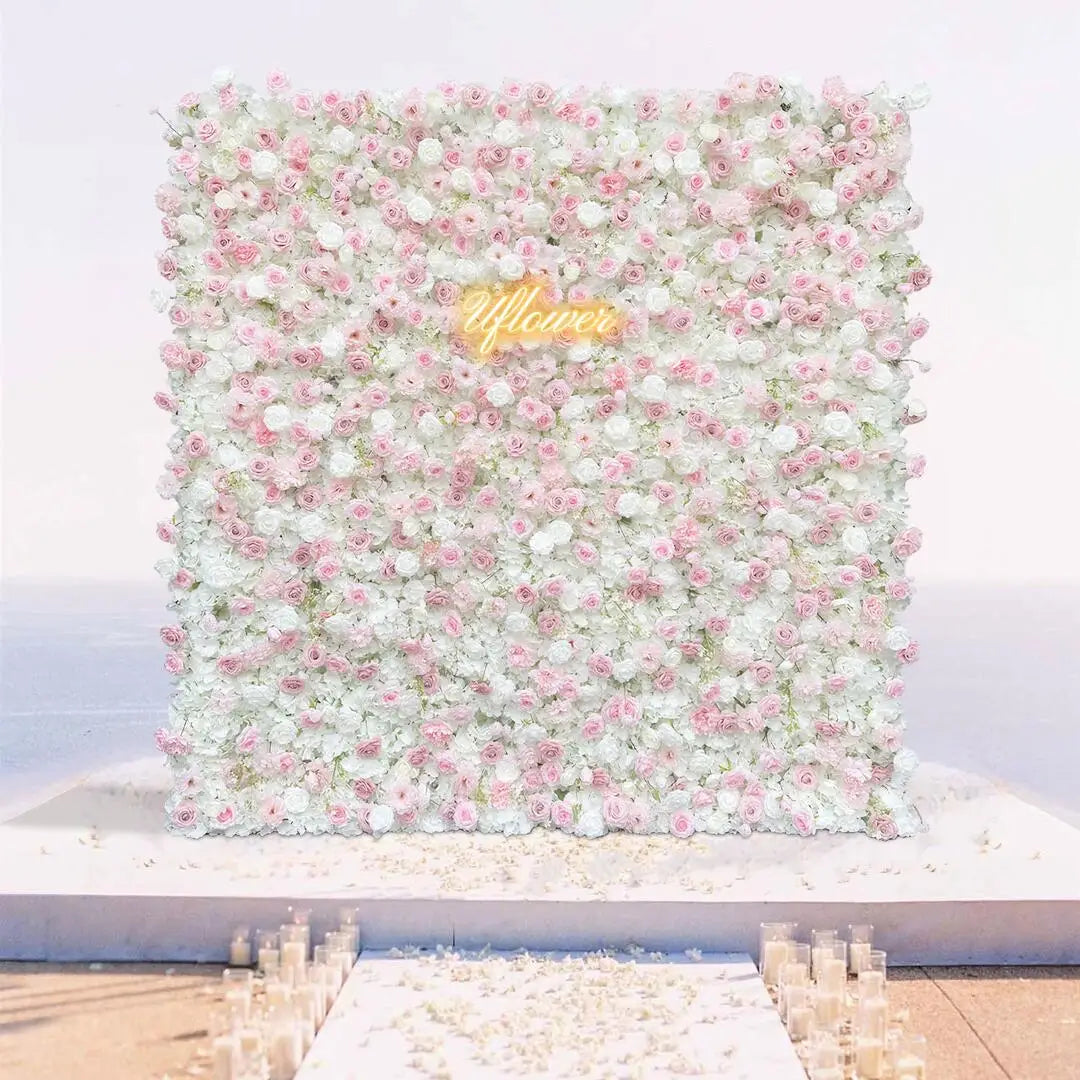 Wedding Pink White Rose 5D Artificial Flower Wall Decor