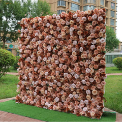 Wedding Autumn Champagne Rose 5D Artificial Flower Wall