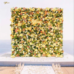 Wedding Yellow Green Rose Artificial Flower Wall
