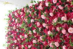 Wedding Red Pink Rose 5D  Artificial Flower Wall Backdrop