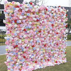 Colorful Rose Artificial Flower Wedding Decorations Wall