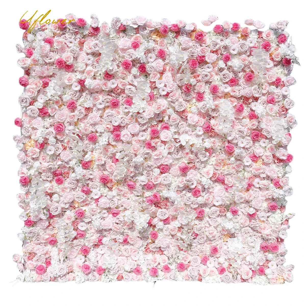 Wedding White Pink Rose 5D Artificial Flower Wall