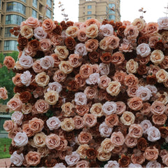 Wedding Autumn Champagne Rose 5D Artificial Flower Wall