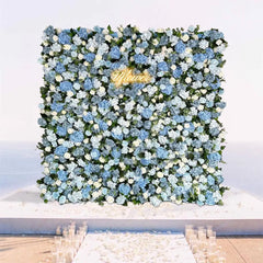 Wedding Blue Rose Cherry 5D Artificial Flower Wall