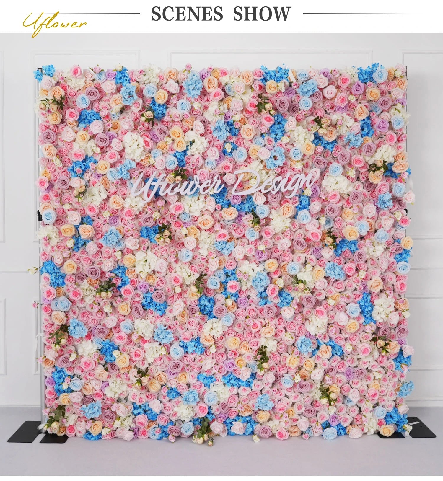 Pink Blue 5D Rose Artificial Flower Wall Wedding Decor