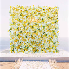 Wedding Yellow White Rose 5D Artificial Flower Wall